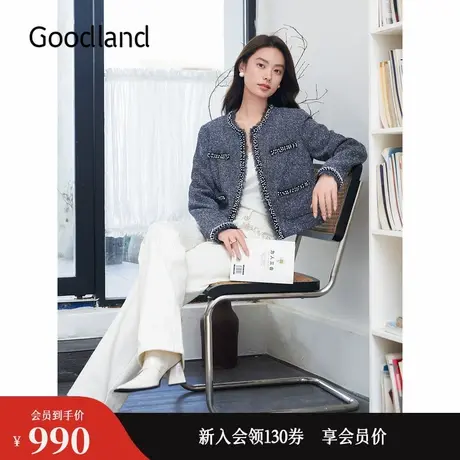 【彩点花纱呢】Goodland美地秋季法式小香风休闲短外套商品大图