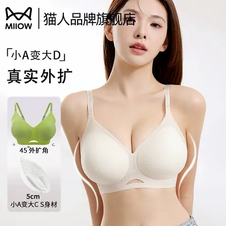 猫人外扩内衣女凉感聚拢小胸显大性感漫画胸新款固定杯防下垂文胸商品大图