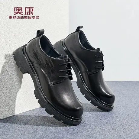 奥康 男鞋春秋新款真皮商务正装皮鞋男士圆头牛皮英伦厚底新郎鞋L商品大图