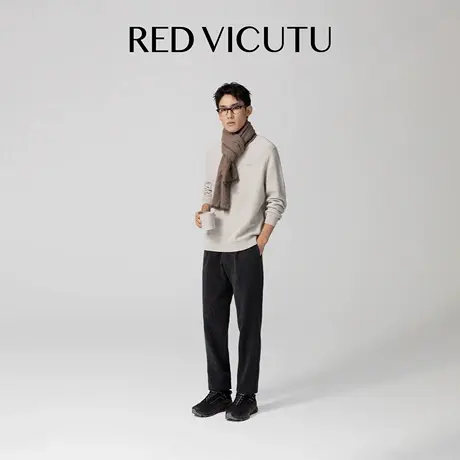 VICUTU威可多男长袖针织衫舒暖亲肤时尚圆领商务通勤休闲百搭毛衣图片