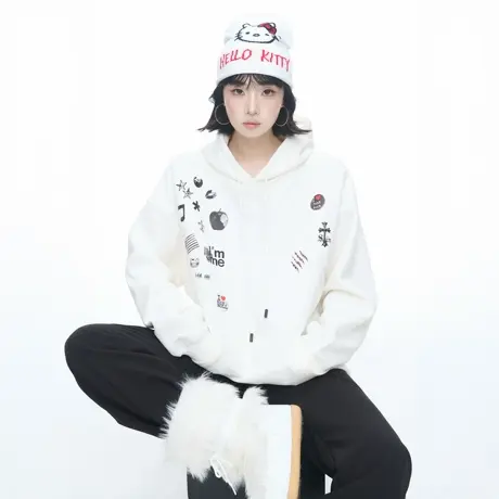 YEP美式复古创意印花连帽卫衣女春秋新款宽松街头风情侣套头上衣商品大图