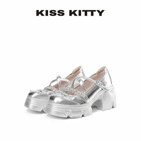 【呼呼专享】KISSKITTY25年新款银色运动玛丽珍女鞋厚底休闲鞋女商品大图