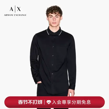 ARMANI EXCHANGE/阿玛尼春季新款男纯棉翻领长袖撞色休闲衬衫官方图片