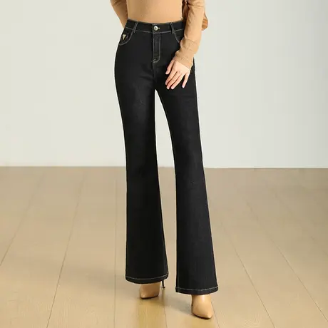 加绒微喇牛仔裤女冬季2023新款可拆卸羽绒裤高腰显瘦保暖休闲长裤图片