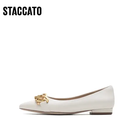 思加图新款尖头气质通勤单鞋复古低跟鞋女皮鞋子A9226AQ2商品大图