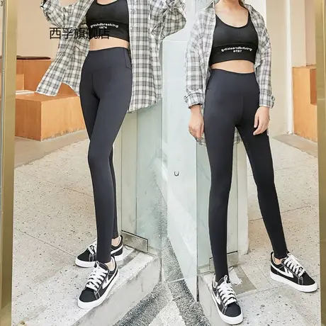 鲨鱼皮打底裤薄九分春秋冬加绒女外穿高腰收腹小脚液体瑜珈非芭比商品大图