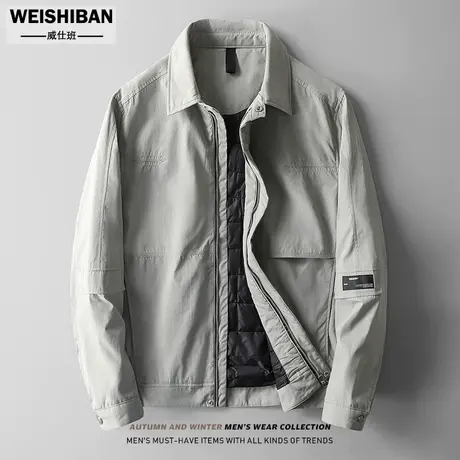 秋冬季短款翻领简约外套男拼接缉明线防风保暖棉袄痞帅防风棉服男商品大图