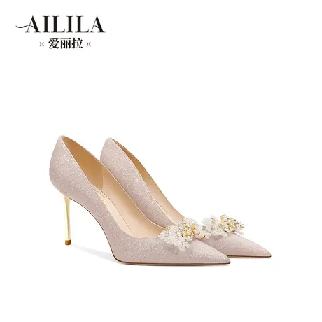 爱丽拉香槟色婚鞋女2024新款春季新娘高跟鞋禾秀主婚纱两穿不累脚商品大图