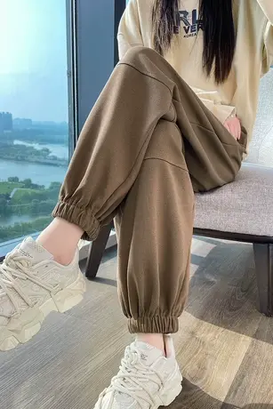 束脚阔腿运动裤女2023秋季新款高腰宽松显瘦百搭休闲哈伦灯笼卫裤商品大图