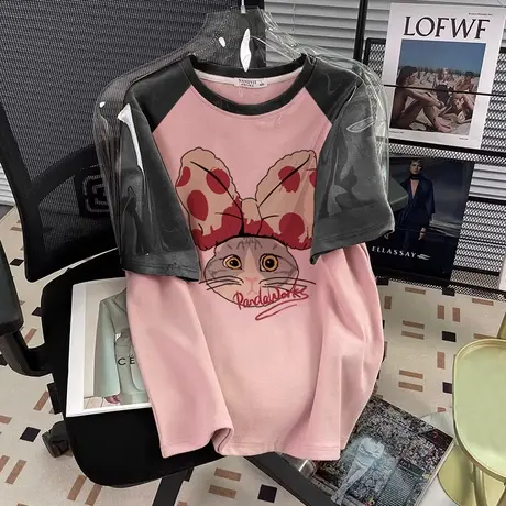 半袖女2023年新款oversize大码宽松短袖t恤潮胖mm炸街上衣遮肚夏图片