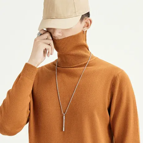 2023秋冬季新款高领毛衣男修身百搭保暖线衣长领针织打底衫上衣潮商品大图