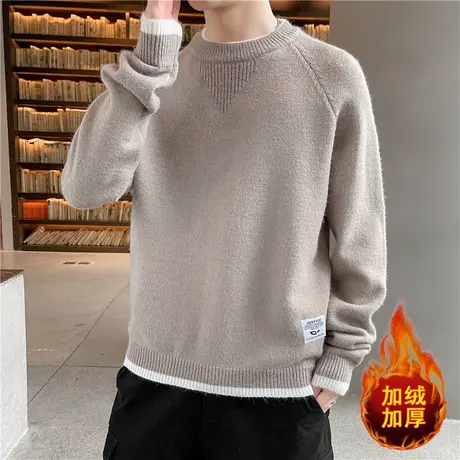 男士半高领毛衣秋冬装新款潮流针织衫韩版线衣服保暖打底衫外套男商品大图