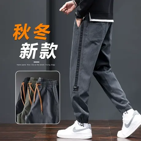 秋冬季日系港风潮牌工装休闲裤男士束脚2024年新款男裤子男款冬天图片