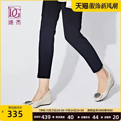 真皮蝴蝶结浅口坡跟单鞋女春秋2025新款内增高舒适软底妈妈皮鞋商品大图