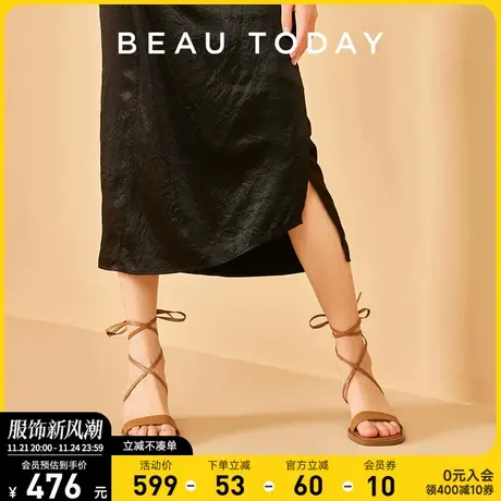 BeauToday2024年新款夏季凉鞋女款BT女时装凉鞋真皮法式罗马凉鞋商品大图