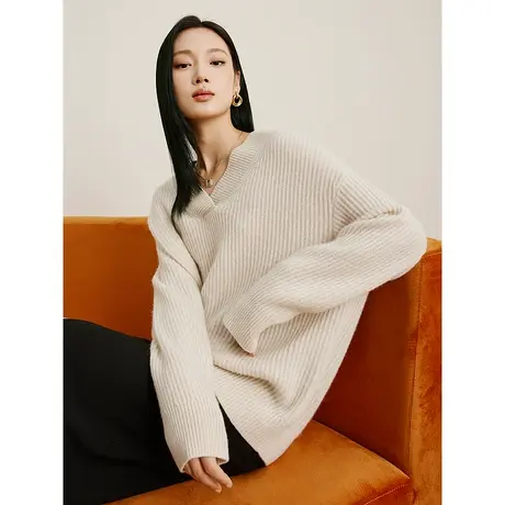 【直播】粉色毛衣女宽松慵懒风奶fufu软糯羊毛上衣zBMS32309221图片