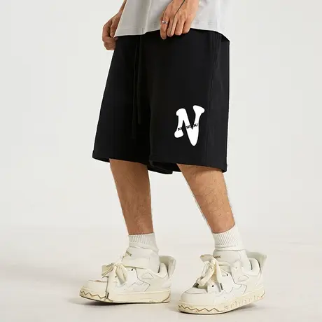 Nuthink国潮街头字母370g重磅短裤潮牌ins男士休闲宽松五分裤男潮商品大图