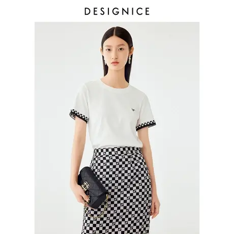 迪赛尼斯夏季通勤新款圆领百搭简约精致法式薄款短袖t恤女士商品大图
