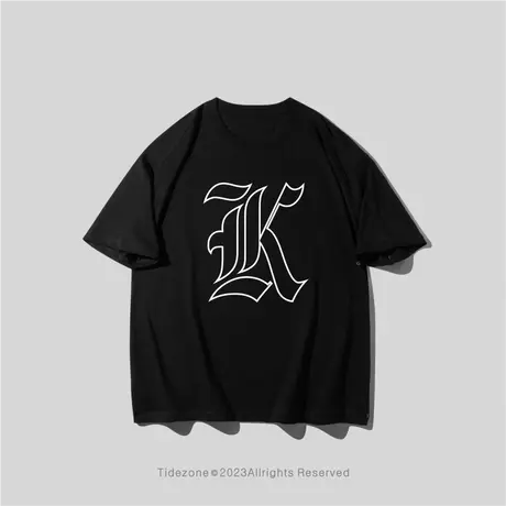 Ohlyah字母情侣短袖t恤男女同款2023年春夏新款重磅美式复古体恤图片