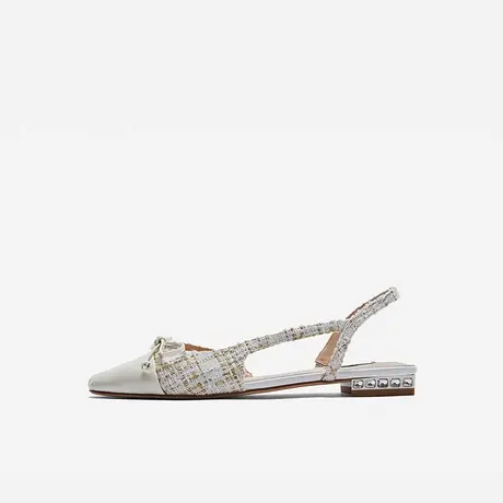 Nine West/玖熙2023年夏季新款包头凉鞋女方头镶钻小香风低跟女鞋商品大图