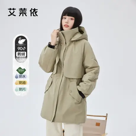 艾莱依派克羽绒服女冬中长女款户外2022年新款加厚大鹅绒工装外套商品大图