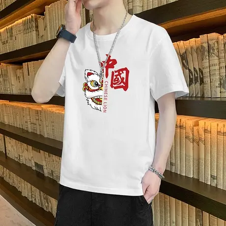 男士冰丝短袖T恤2023新款潮牌圆领半袖潮流夏季体桖夏装修身衣服商品大图