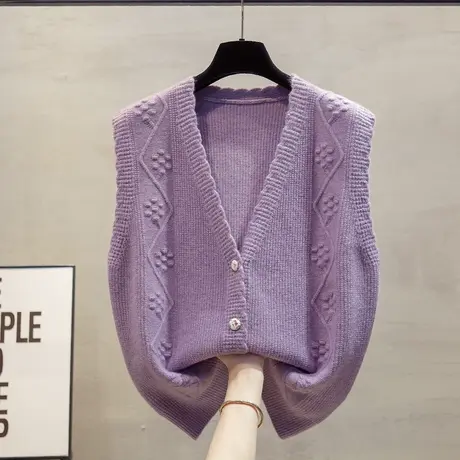 v领针织开衫马甲背心女2023秋装新款宽松外穿马夹外搭毛衣坎肩潮商品大图