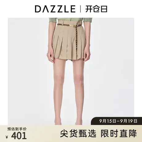 DAZZLE地素奥莱 深卡其色休闲薄款百褶短裤女2D2Q1791N图片
