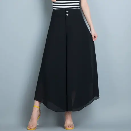 2023新款显瘦雪纺裙裤波点宽松阔腿裤女夏高腰垂感九分裤大脚甩裤图片