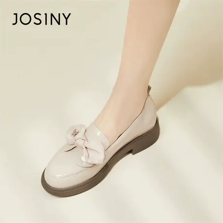 Josiny/卓诗尼小皮鞋女2024年新款春季粗跟一脚蹬单鞋乐福鞋女鞋商品大图