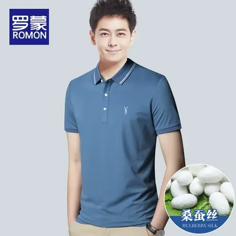罗蒙polo衫男短袖t恤翻领男士上衣2022新款高端冰丝休闲半袖体恤图片