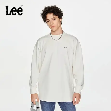 Lee商场同款23秋冬新品舒适版乳白色印花男长袖T恤潮LMT006262101图片