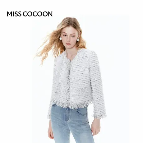 可可尼cocoon流苏小香风外套女2025夏季新款手工拉毛上衣洋气女装图片
