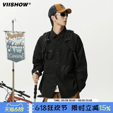 VIISHOW潮牌户外工装衬衫男长袖登山宽松休闲痞帅春款设计感衬衣商品大图