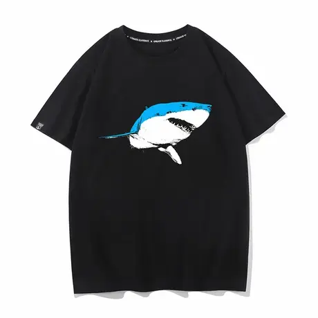 秀洛大鲨鱼T恤情侣装衣服打底衫短袖潮流ins纯棉半袖衫男深海体恤商品大图