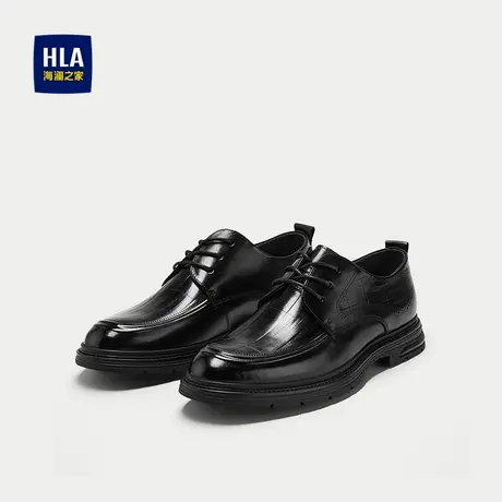 HLA/海澜之家时尚系带正装皮鞋25新商务真皮鞋垫平跟德比鞋子男商品大图