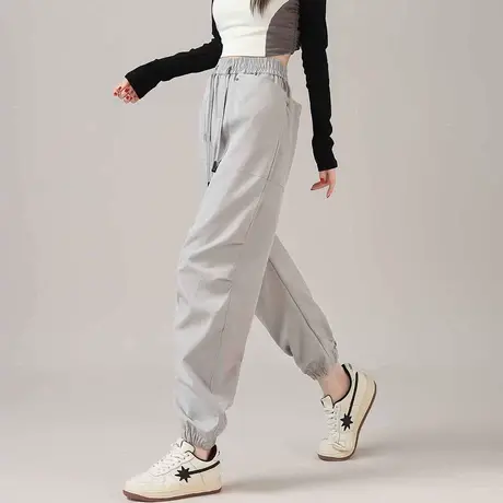 唐狮新款2025春季女休闲长裤百搭净色工装裤通勤高级感小个子yc图片