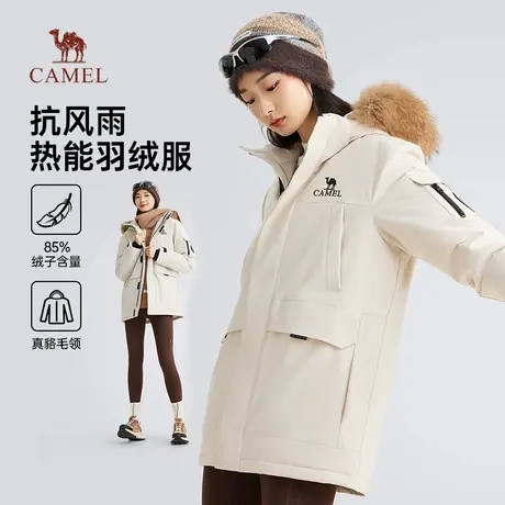 骆驼女装大毛领羽绒服2025冬季新款工装加厚保暖防寒情侣同款外套商品大图