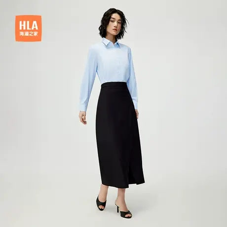 HLA/海澜之家干练通勤风长袖衬衫25春夏新条纹翻领梭织衬衣女装商品大图