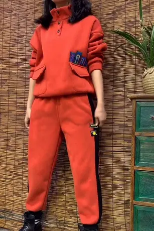 2023秋冬新款加绒加厚套装女卫衣卫裤运动休闲减龄洋气时尚两件套商品大图