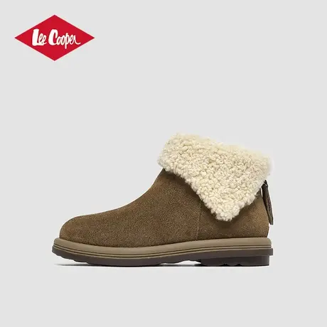 Lee Cooper2024冬季新款雪地靴女羊绒保暖翻领短靴冬季加绒棉鞋女商品大图