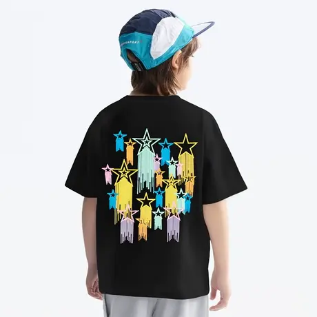 lee童装时尚星星印花短袖t恤男女童2025年夏季新款潮范宽松上衣商品大图