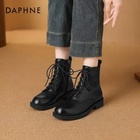 达芙妮马丁靴女2025新款秋冬粗跟短靴英伦风巨好看旅游百搭时装靴商品大图