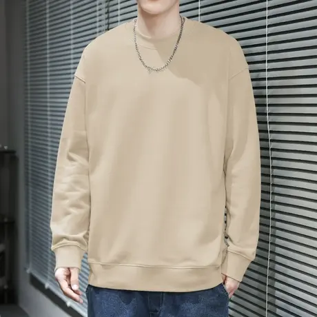 350g重磅卫衣男春秋季长袖t恤加绒加厚圆领无帽纯色上衣服摇粒绒商品大图