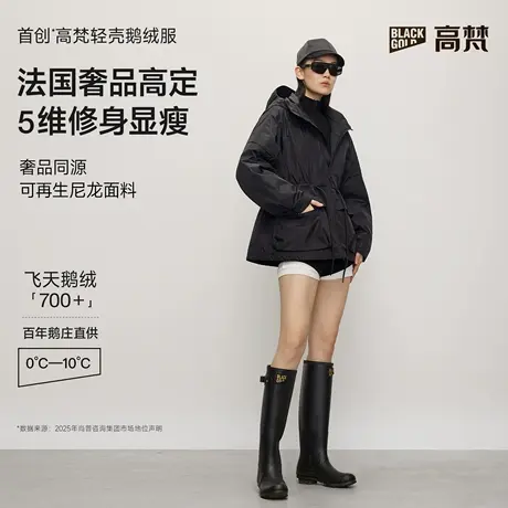 【高梵黑金鹅绒服】轻壳5.0羽绒服女款2025年秋冬新款收腰短外套商品大图