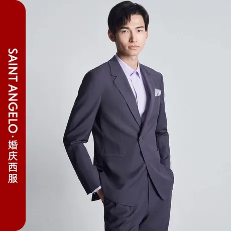 报喜鸟秋季新款时尚商务休闲轻正装西服上衣裤子平驳领石楠花紫男商品大图
