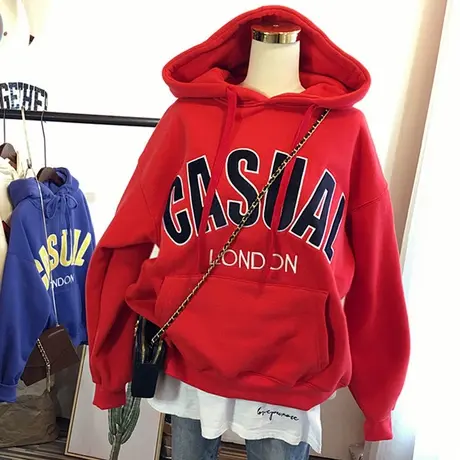 ins超火卫衣女秋冬加绒加厚宽松韩版潮学生洋气减龄chic百搭外套商品大图