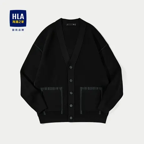 HLA/海澜之家山不在高系列长袖针织开衫25秋新时尚撞色毛衫外套男图片