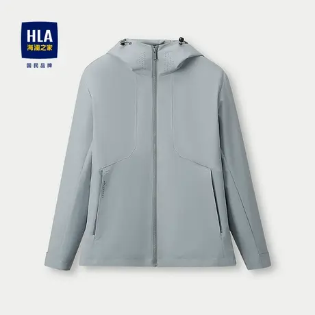 HLA/海澜之家抽绳连帽夹克25秋季新压胶印花纯色休闲风柔软外套男图片
