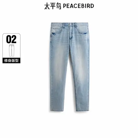 【商场同款】太平鸟男装牛仔裤25夏浅色水洗冰肌棉 B1HAF210E商品大图